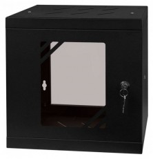 Stalflex RC10-6U-300GB 10" 6U 300 mm mély lapraszerelt fekete üveg ajtós fali rack szekrény Iroda és számítástechnika - Hálózat - Hálózati kiegészítő - 435681