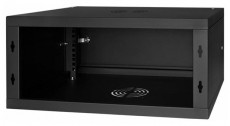 Stalflex RC19-4U-350MB 19" 4U 350 mm mély lapraszerelt fekete fém ajtós fali rack szekrény Iroda és számítástechnika - Hálózat - Hálózati kiegészítő - 436780