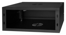 Stalflex RC19-4U-350MB 19" 4U 350 mm mély lapraszerelt fekete fém ajtós fali rack szekrény Iroda és számítástechnika - Hálózat - Hálózati kiegészítő - 436780