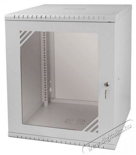 Stalflex RC19-12U-600GG 19" 12U 600 mm mély lapraszerelt szürke üvegajtós fali rack szekrény Iroda és számítástechnika - Hálózat - Hálózati kiegészítő - 453151