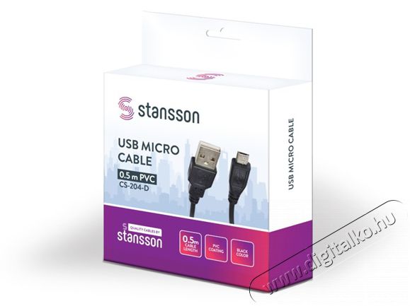Stansson 50cm USB micro kábel Tv kiegészítők - Kábel / csatlakozó - USB kábel - 456899