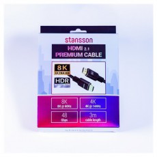 Stansson 3m HDMI 2.1 kábel Tv kiegészítők - Kábel / csatlakozó - Hdmi kábel - 499969