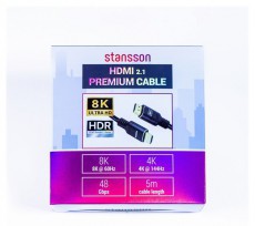 Stansson 5m HDMI 2.1 kábel Tv kiegészítők - Kábel / csatlakozó - Hdmi kábel - 499970