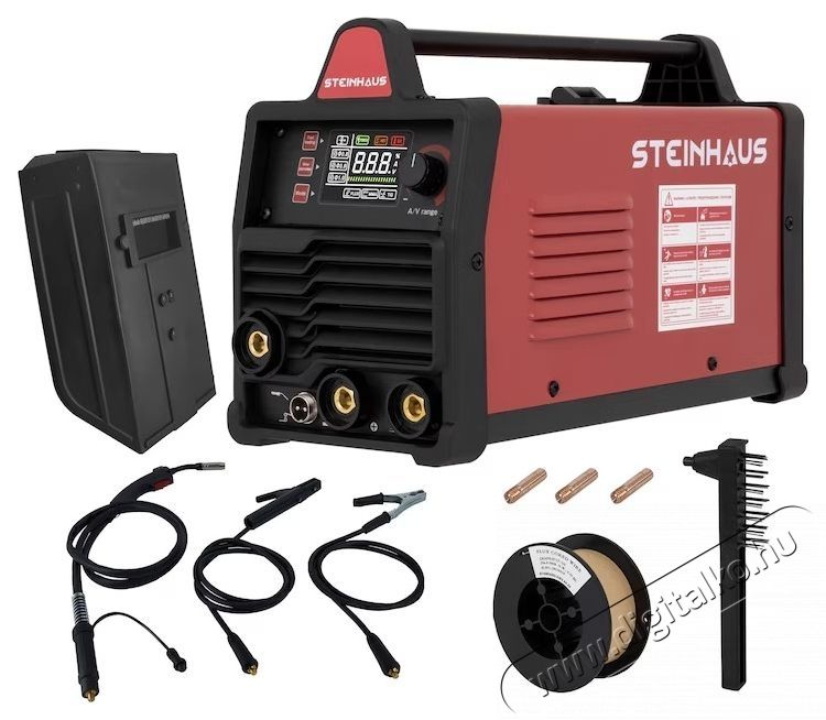 Steinhaus PRO-MIG130 MIG/TIG/MMA inverter hegesztő, 130 A maxim&aacute;lis hegesztő&aacute;ram, 230 V, 0,8-1,0 mm maxim&aacute;lis huzal&aacute;tm&eacute;rővel H&aacute;ztart&aacute;s / Otthon / K&uuml;lt&eacute;r - Szersz&aacute;m - Hegesztő - 537393