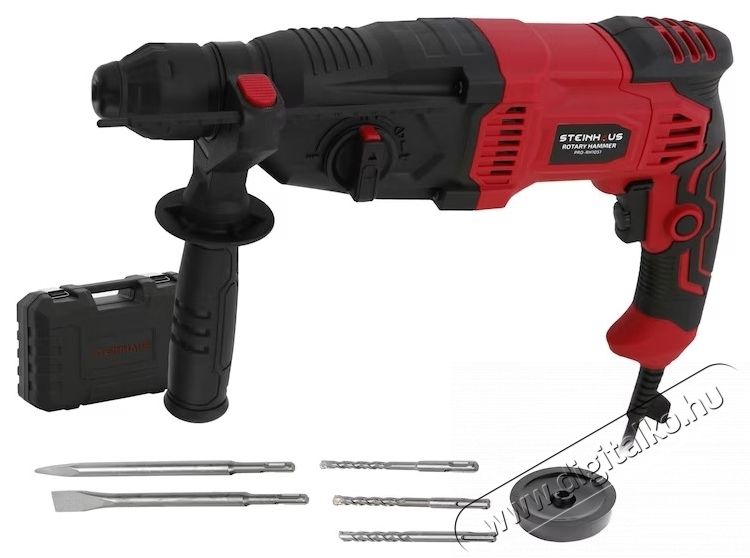 Steinhaus PRO-RH1051 F&uacute;r&oacute;kalap&aacute;cs, 1050W, 1100 fordulat/perc, 3J, SDS-Plus tokm&aacute;ny, 4 funkci&oacute;, k&eacute;szlet + tartoz&eacute;kok H&aacute;ztart&aacute;s / Otthon / K&uuml;lt&eacute;r - Szersz&aacute;m - F&uacute;r&oacute; / f&uacute;r&oacute;kalap&aacute;cs - 537380