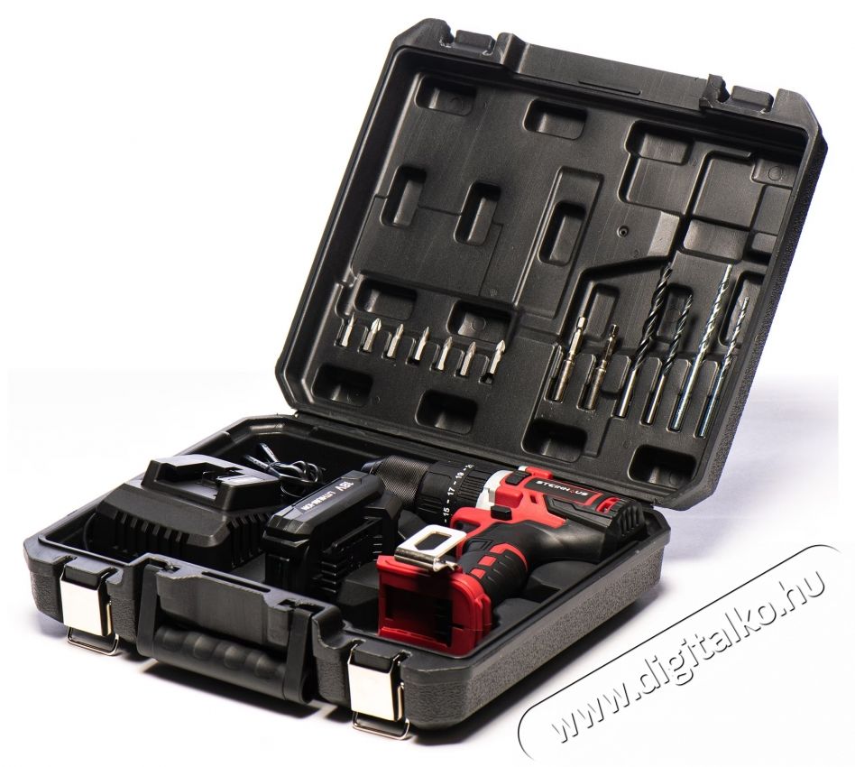Steinhaus PRO-CD18MX Akkus &uuml;tvef&uacute;r&oacute;-csavaroz&oacute;, 18V 2.0Ah Li-Ion, 58Nm, 21 nyomat&eacute;kfokozat, 2 sebess&eacute;g 400/1800 ford/perc, 13mm-es f&eacute;m gyorstokm&aacute;ny, 13 kieg&eacute;sz&iacute;tő, műanyag doboz H&aacute;ztart&aacute;s / Otthon / K&uuml;lt&eacute;r - Szersz&aacute;m - F&uacute;r&oacute; / f&uacute;r&oacute;kalap&aacute;cs - 537372