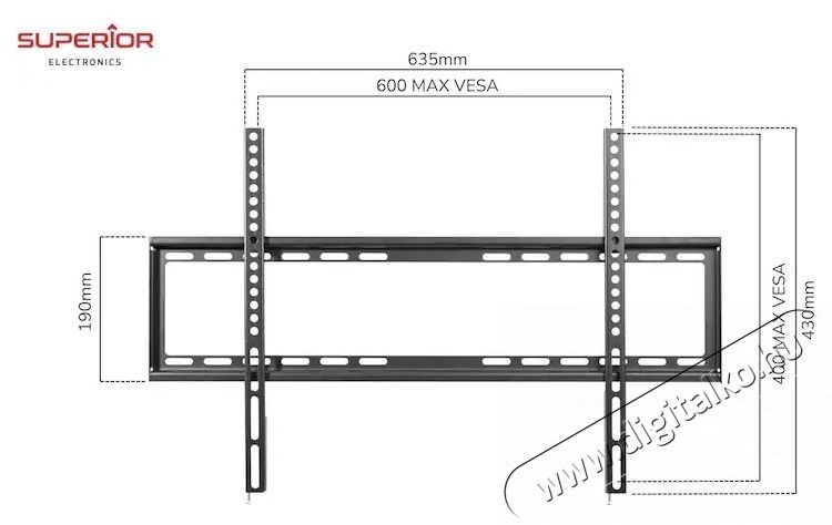 Superior SUPSTV006 Extra Slim TV fali konzol, Fix, 37 -86  (92cm-215cm), 35 kg, Fekete Tv kieg&eacute;sz&iacute;tők - Fali tart&oacute; / konzol - Fali tv tart&oacute; - 534702