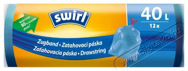 Swirl Behúzható szemeteszsák 40 l, 12 db Háztartás / Otthon / Kültér - Egyéb háztartási termék - 504936