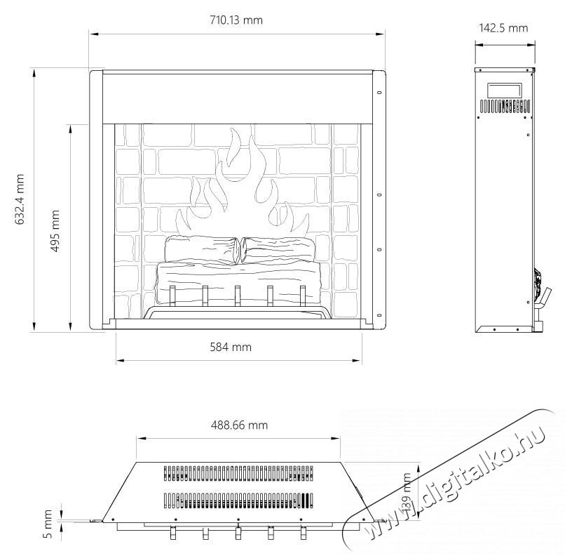 Tagu E621EU PowerFlame 2 elektromos kandall&oacute; H&aacute;ztart&aacute;s / Otthon / K&uuml;lt&eacute;r - Fűt&eacute;s - Kandall&oacute; - 537405