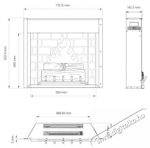Tagu E621EU PowerFlame 2 elektromos kandall&oacute; H&aacute;ztart&aacute;s / Otthon / K&uuml;lt&eacute;r - Fűt&eacute;s - Kandall&oacute; - 537405