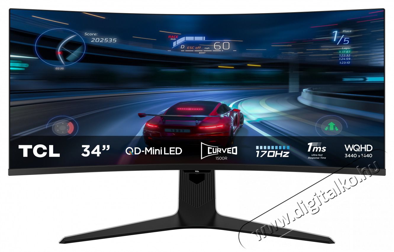 TCL 34R83Q QD Mini-LED &iacute;velt Gaming monitor Iroda &eacute;s sz&aacute;m&iacute;t&aacute;stechnika - Monitor - 21:9 Ultrawide monitor - 502464