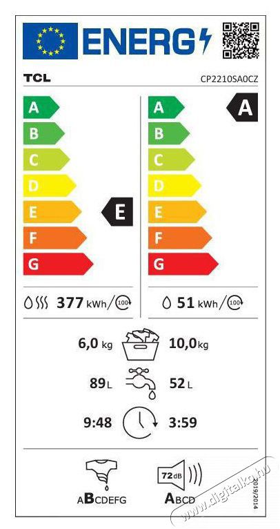 TCL CP2210SA0CZ el&ouml;lt&ouml;ltős mos&oacute;g&eacute;p H&aacute;ztart&aacute;s / Otthon / K&uuml;lt&eacute;r - Mos&oacute;g&eacute;p / sz&aacute;r&iacute;t&oacute;g&eacute;p - El&ouml;lt&ouml;ltős norm&aacute;l (60cm-ig) mos&oacute;g&eacute;p - 518090