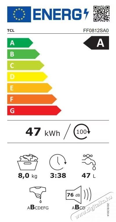 TCL FF0812SA0 el&ouml;lt&ouml;ltős mos&oacute;g&eacute;p H&aacute;ztart&aacute;s / Otthon / K&uuml;lt&eacute;r - Mos&oacute;g&eacute;p / sz&aacute;r&iacute;t&oacute;g&eacute;p - El&ouml;lt&ouml;ltős norm&aacute;l (60cm-ig) mos&oacute;g&eacute;p - 532858