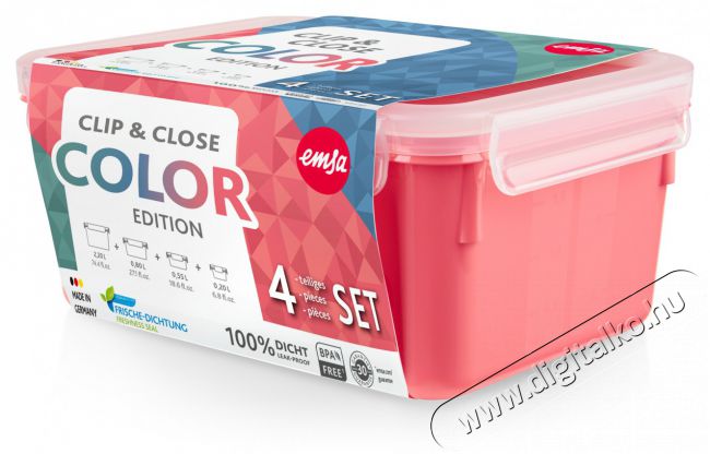 Tefal N1030910 4db-os tárolódoboz szett piros Konyhai termékek - Konyhai eszköz - Egyéb konyhai eszköz - 465219