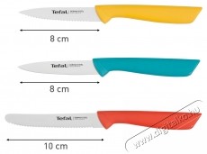 Tefal Colorfood 3 darabos k&eacute;sk&eacute;szlet, Rozsdamentes ac&eacute;l penge, 8 cm / 10 cm, S&aacute;rga/Narancss&aacute;rga/K&eacute;k Konyhai term&eacute;kek - Konyhai eszk&ouml;z - K&eacute;s / oll&oacute; - 533791