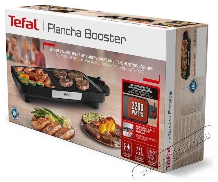 Tefal Booster elektromos grill lemez CB641810, 2200 W, Power Boost, &aacute;ll&iacute;that&oacute; termoszt&aacute;t, tapad&aacute;smentes fel&uuml;let Tefal Resist +, termospot jelző, fekete Konyhai term&eacute;kek - S&uuml;tő-főzőlap, tűzhely (szabadon&aacute;ll&oacute;) - Mini s&uuml;tő / mini grill / mini konyha - 533786