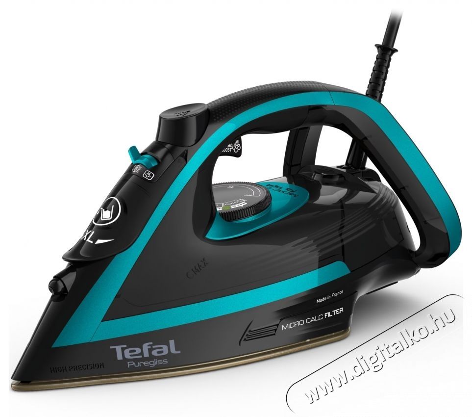 Tefal FV8066E0 Puregliss Maldives Black Gőz&ouml;lős vasal&oacute;, 280g/perc gőzl&ouml;ket, 3000W, Anti-drip, Anti scale, Fekete/K&eacute;k H&aacute;ztart&aacute;s / Otthon / K&uuml;lt&eacute;r - Vasal&oacute; - Vasal&oacute; - 533799