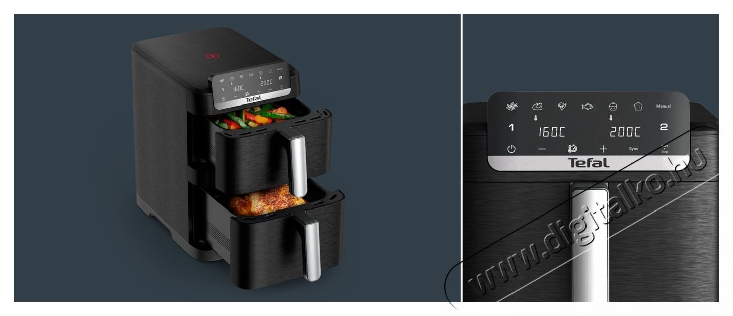 Tefal EY7528E0 Easy Fry Crispy Stack Airfryer Konyhai term&eacute;kek - Konyhai kisg&eacute;p (s&uuml;t&eacute;s / főz&eacute;s / hűt&eacute;s / &eacute;telk&eacute;sz&iacute;t&eacute;s) - Olajs&uuml;tő - 537587