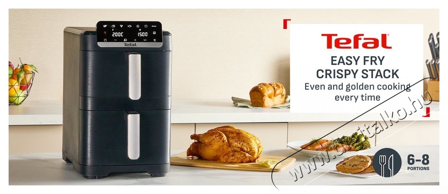 Tefal EY7528E0 Easy Fry Crispy Stack Airfryer Konyhai term&eacute;kek - Konyhai kisg&eacute;p (s&uuml;t&eacute;s / főz&eacute;s / hűt&eacute;s / &eacute;telk&eacute;sz&iacute;t&eacute;s) - Olajs&uuml;tő - 537587