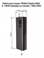 TENKO DKE 380V 9kW Digital 3 fázisú elektromos kazán Háztartás / Otthon / Kültér - Fűtés - Fali fűtőtest - 507339