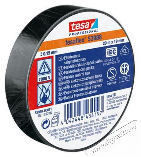 Tesa 20mx19mm fekete szigetelőszalag Újdonságok - Új termékek - 390677