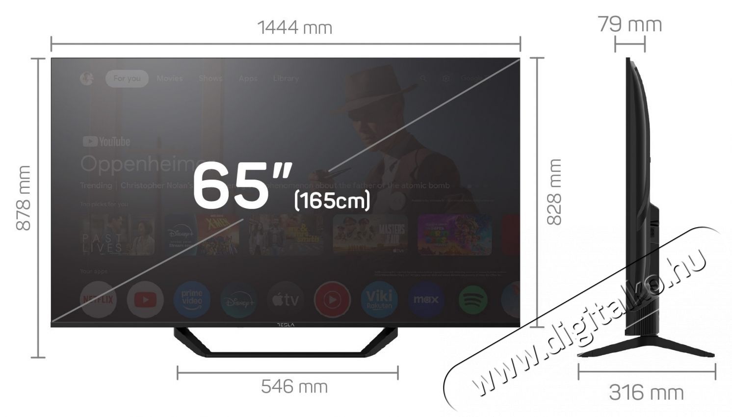 Tesla 65E655BUS Telev&iacute;zi&oacute;, 165 cm, Smart Google TV, 4K Ultra HD, E energiaoszt&aacute;ly Telev&iacute;zi&oacute;k - LED telev&iacute;zi&oacute; - UHD 4K felbont&aacute;s&uacute; - 535805