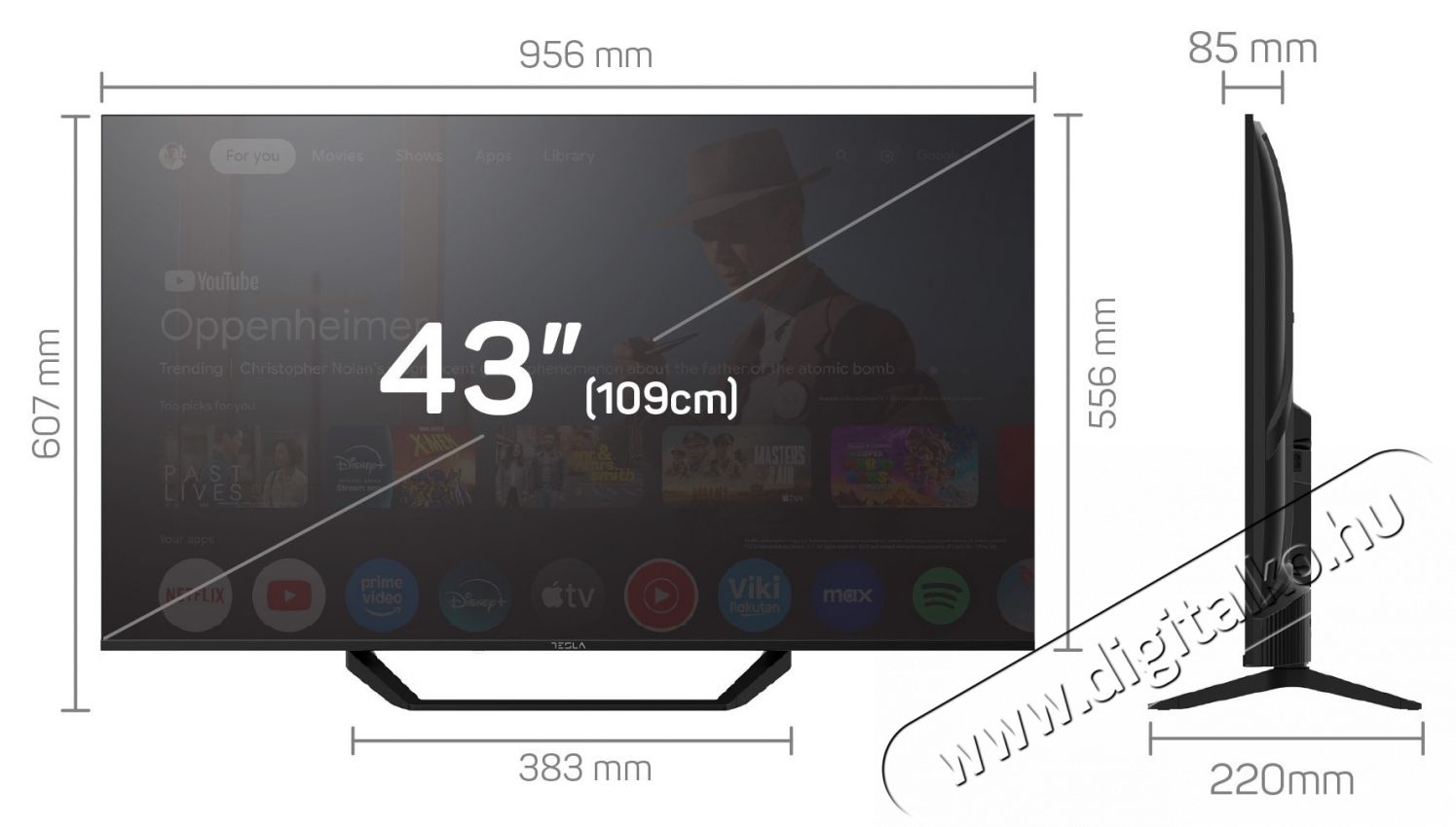 Tesla LED 43E655BUS TV, 109 cm, Smart Google TV, 4K Ultra HD, F energiaoszt&aacute;ly Telev&iacute;zi&oacute;k - LED telev&iacute;zi&oacute; - UHD 4K felbont&aacute;s&uacute; - 535804