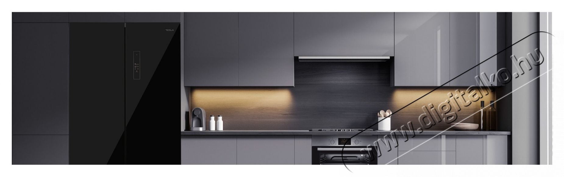 Tesla RF5200FMBE Side by side hűtőszekr&eacute;ny, 511 l, E energiaoszt&aacute;ly, Total No Frost, Inverteres motor, LED kijelző, M 190 cm, Fekete Konyhai term&eacute;kek - Hűtő, fagyaszt&oacute; (szabadon&aacute;ll&oacute;) - Amerikai t&iacute;pus&uacute; Side By Side hűtő - 535803