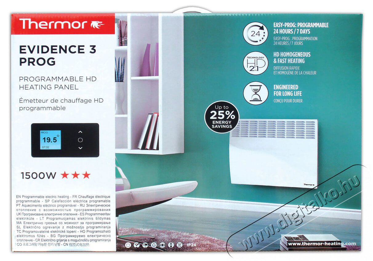 Thermor Evidence 3 Digital 1500W Elektromos fűtőpanel Háztartás / Otthon / Kültér - Fűtés - Fali fűtőtest - 366991