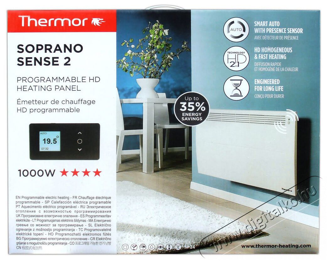 Thermor Soprano Sense2 Wifi 1000W Elektromos fűtőpanel Háztartás / Otthon / Kültér - Fűtés - Fali fűtőtest - 366997