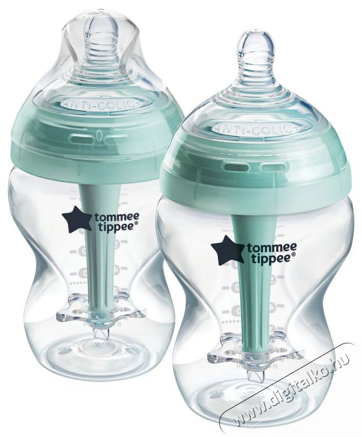 Tommee Tippee Anti-Colic &ouml;nsteriliz&aacute;l&oacute; etetőcumi + k&ouml;zepes foly&aacute;s&uacute; cumi, 0h&oacute;+, 260ml, 2 db Sz&eacute;ps&eacute;g&aacute;pol&aacute;s / Eg&eacute;szs&eacute;g - Baba mama term&eacute;k - Cumis&uuml;veg / cumi / etet&eacute;s kieg&eacute;sz&iacute;tő - 520142
