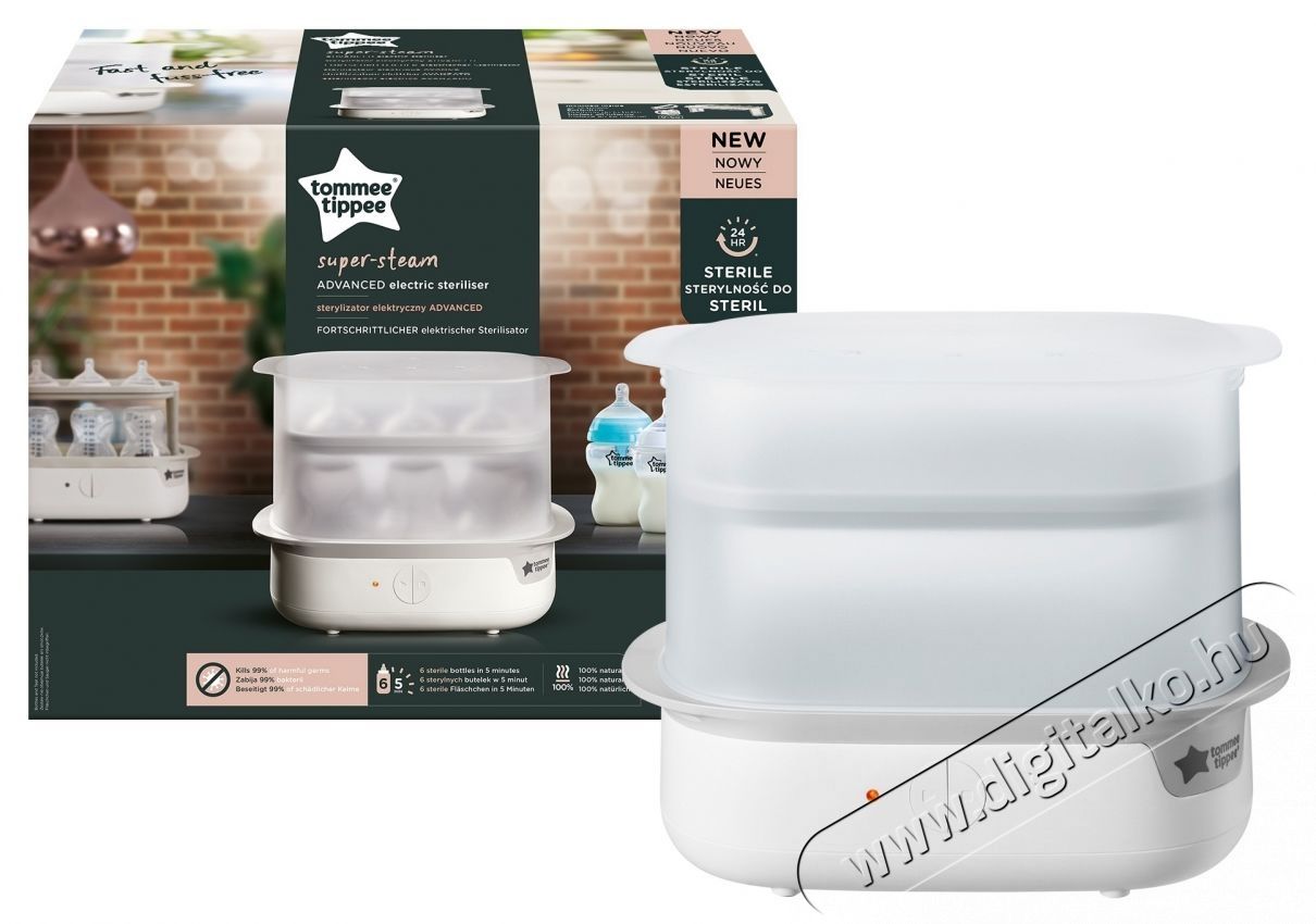 Tommee Tippee Advanced elektromos steriliz&aacute;l&oacute;, 6 palack sz&aacute;m&aacute;ra Sz&eacute;ps&eacute;g&aacute;pol&aacute;s / Eg&eacute;szs&eacute;g - Baba mama term&eacute;k - Steriliz&aacute;l&oacute; - 533895