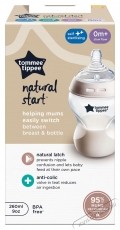 Tommee Tippee Natural Start cumis&uuml;veg, 260 ml, PP, 0 h&oacute;napos kort&oacute;l, 1 db Sz&eacute;ps&eacute;g&aacute;pol&aacute;s / Eg&eacute;szs&eacute;g - Baba mama term&eacute;k - Cumis&uuml;veg / cumi / etet&eacute;s kieg&eacute;sz&iacute;tő - 533888