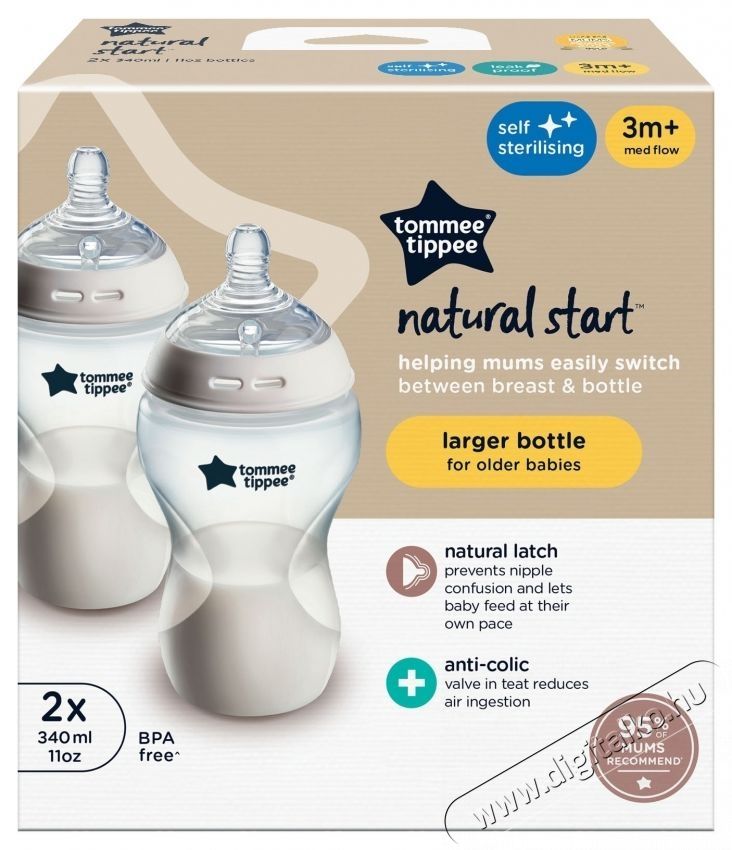 Tommee Tippee PP cumis&uuml;veg, 2 db, 340 ml Sz&eacute;ps&eacute;g&aacute;pol&aacute;s / Eg&eacute;szs&eacute;g - Baba mama term&eacute;k - Cumis&uuml;veg / cumi / etet&eacute;s kieg&eacute;sz&iacute;tő - 533889