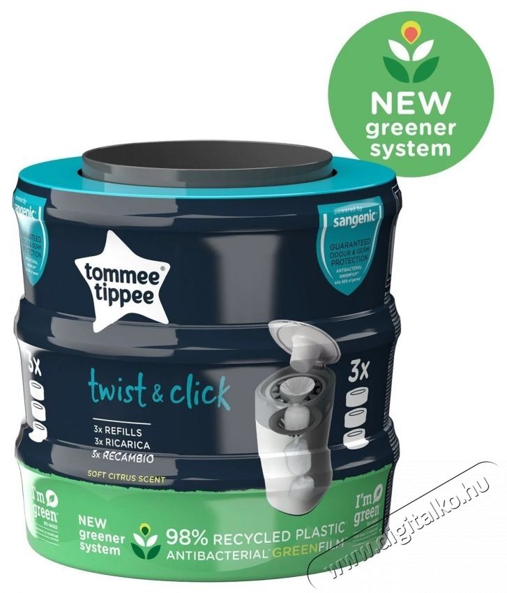 Tommee Tippee Twist & Click ut&aacute;nt&ouml;ltő kazetta, 3 db Sz&eacute;ps&eacute;g&aacute;pol&aacute;s / Eg&eacute;szs&eacute;g - Baba mama term&eacute;k - Egy&eacute;b baba mama term&eacute;k - 521023