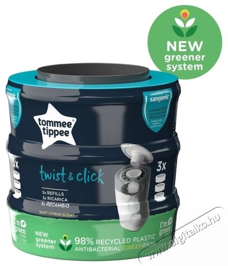 Tommee Tippee Twist & Click ut&aacute;nt&ouml;ltő kazetta, 3 db Sz&eacute;ps&eacute;g&aacute;pol&aacute;s / Eg&eacute;szs&eacute;g - Baba mama term&eacute;k - Egy&eacute;b baba mama term&eacute;k - 521023