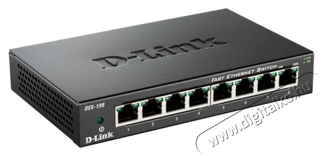 D-Link DES-108/E 8-port 10/100Mbps fémházas Fast Ethernet Switch Iroda és számítástechnika - Hálózat - Switch - 317473