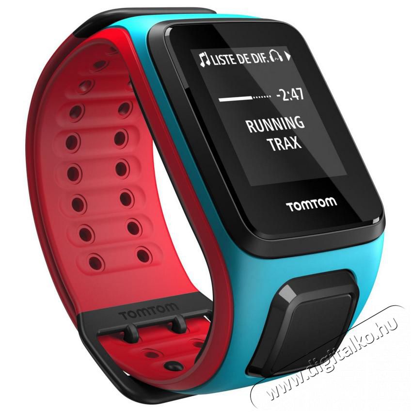 TomTom 1RFM.001.00 Runner 2 Cardio + Music (L) sportkaróra - világoskék/piros Háztartás / Otthon / Kültér - Óra - Sport / pulzusmérő óra - 307975