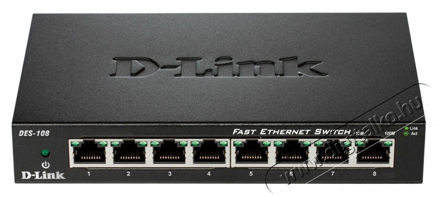 D-Link DES-108/E 8-port 10/100Mbps fémházas Fast Ethernet Switch Iroda és számítástechnika - Hálózat - Switch - 317473