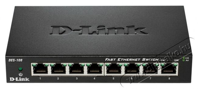 D-Link DES-108/E 8-port 10/100Mbps fémházas Fast Ethernet Switch Iroda és számítástechnika - Hálózat - Switch - 317473
