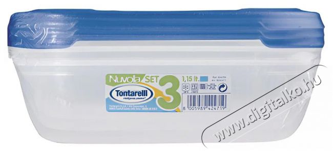 Tontarelli Nuvola Ételtároló doboz szett, 3× 1,15 l, kék Konyhai termékek - Edény - Ételtároló - 520158