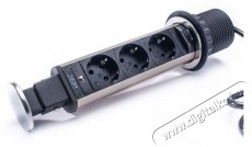 Too PPS-301-3C IP20, 3x 2P+F, króm asztalba süllyeszthető elosztó Háztartás / Otthon / Kültér - Világítás / elektromosság - Hálózati elosztó / hosszabbító / adapter - 387966