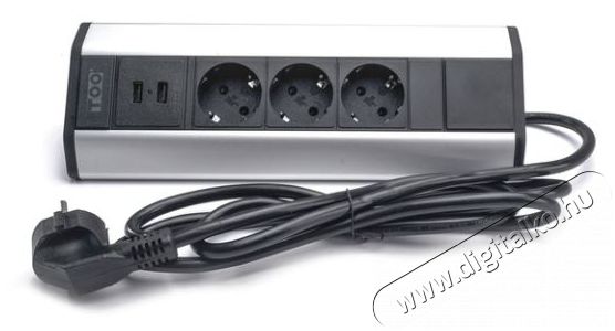 Too PPS-315-3S IP20, 3x 2P+F, 2x USB-A, ezüst asztalra rögzíthető elosztó Iroda és számítástechnika - Egyéb számítástechnikai termék - 387835
