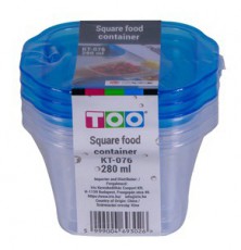 Too KT-076 3db-os 280ml-es négyzet alakú ételtároló doboz szett Konyhai termékek - Edény - Ételtároló - 508844