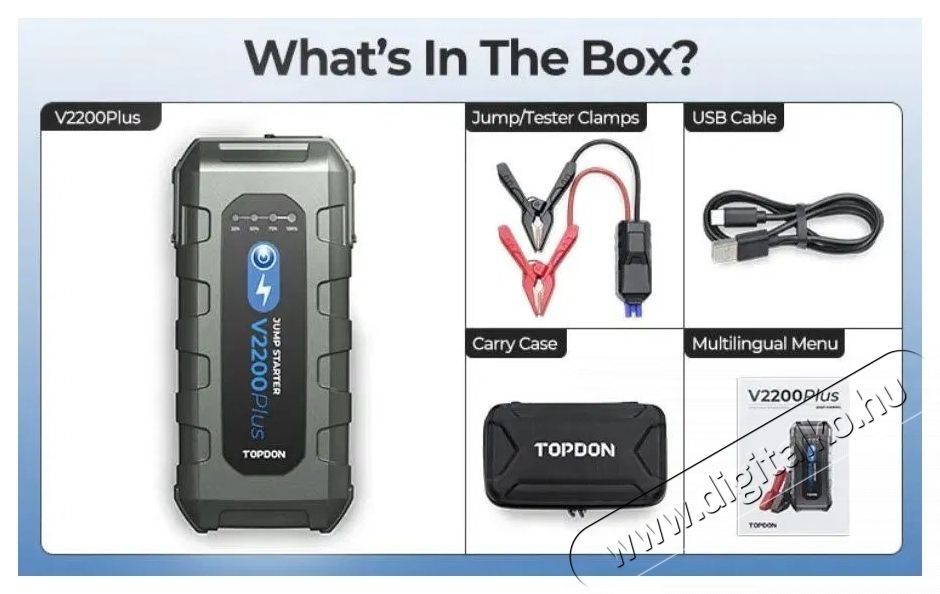 TOPDON V2200Plus ind&iacute;t&aacute;sr&aacute;seg&iacute;tő - aut&oacute;ind&iacute;t&oacute; &eacute;s akkumul&aacute;tor tesztelő Aut&oacute;hifi / Aut&oacute; felszerel&eacute;s - Aut&oacute;s / aut&oacute;hifi kieg&eacute;sz&iacute;tő - Aut&oacute; akkumul&aacute;tor t&ouml;ltő - 532347