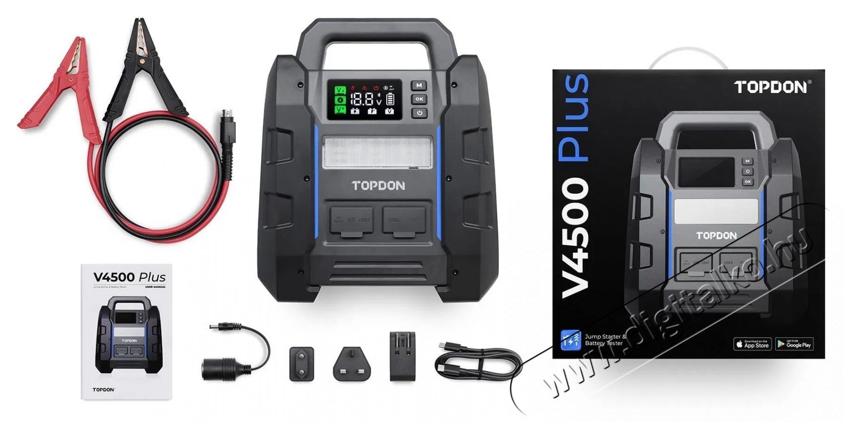 TOPDON V4500Plus Ind&iacute;t&aacute;sr&aacute;seg&iacute;tő &eacute;s akkumul&aacute;tor teszter Aut&oacute;hifi / Aut&oacute; felszerel&eacute;s - Aut&oacute;s / aut&oacute;hifi kieg&eacute;sz&iacute;tő - Aut&oacute; akkumul&aacute;tor t&ouml;ltő - 532343