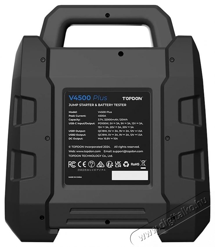 TOPDON V4500Plus Ind&iacute;t&aacute;sr&aacute;seg&iacute;tő &eacute;s akkumul&aacute;tor teszter Aut&oacute;hifi / Aut&oacute; felszerel&eacute;s - Aut&oacute;s / aut&oacute;hifi kieg&eacute;sz&iacute;tő - Aut&oacute; akkumul&aacute;tor t&ouml;ltő - 532343
