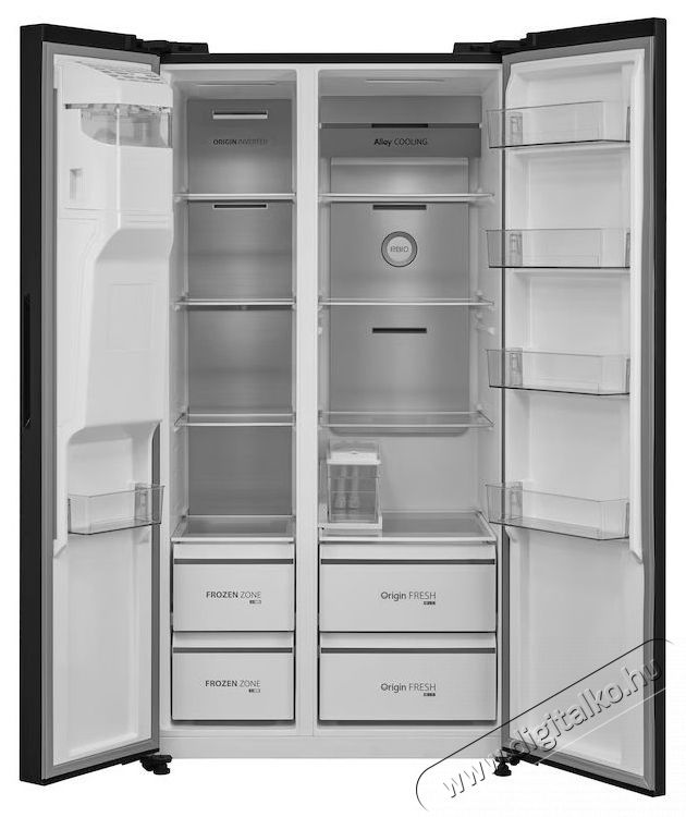 Toshiba GR-RS755WI-PMJ(05) Side by side hűtőszekr&eacute;ny, 568 l, No Frost, E energiaoszt&aacute;ly, j&eacute;gk&eacute;sz&iacute;tő 3 az 1-ben, Wifi, Inox/Fekete Konyhai term&eacute;kek - Hűtő, fagyaszt&oacute; (szabadon&aacute;ll&oacute;) - Amerikai t&iacute;pus&uacute; Side By Side hűtő - 535811