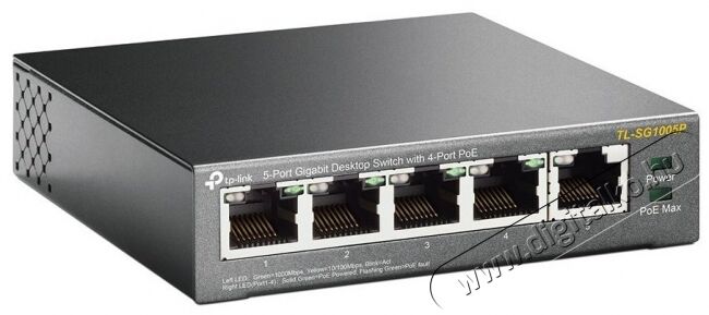 TP-LINK TL-SG1005P 5x GbE LAN Switch 4xPoE nem menedzselhető asztali switch Iroda és számítástechnika - Hálózat - Switch - 368520
