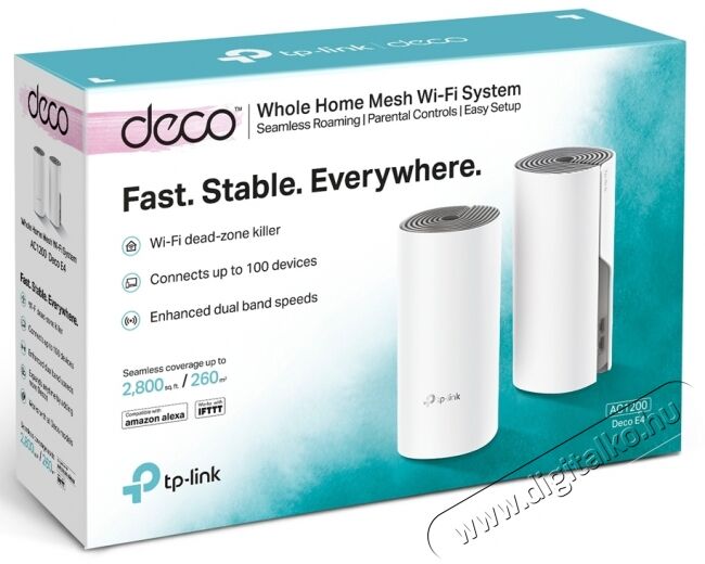 TP-LINK DECO E4 AC1200 Dual Band 802.11ac vezeték nélküli router rendszer (2db-os) Iroda és számítástechnika - Hálózat - Router - 368522